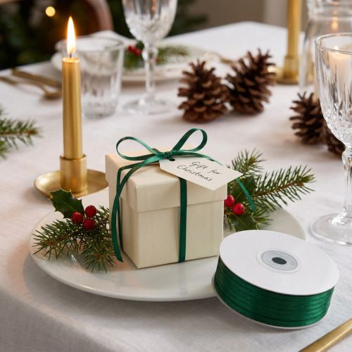 Satinband presentband tygband mörkgrönt 3mm 50m | Floristik24.se