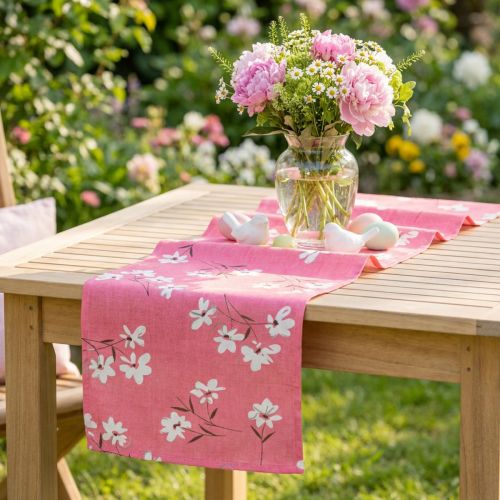 Dekoratörstyg blommar rosa 30 cm x 3m | Floristik24.se