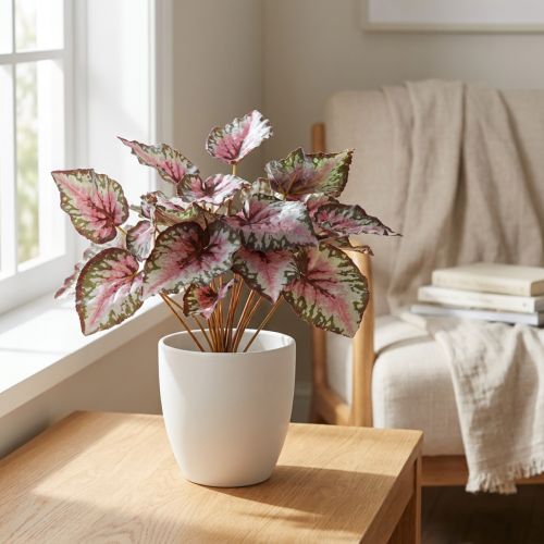 Konstgjord begonia buskgrön, violett 34cm | Floristik24.se