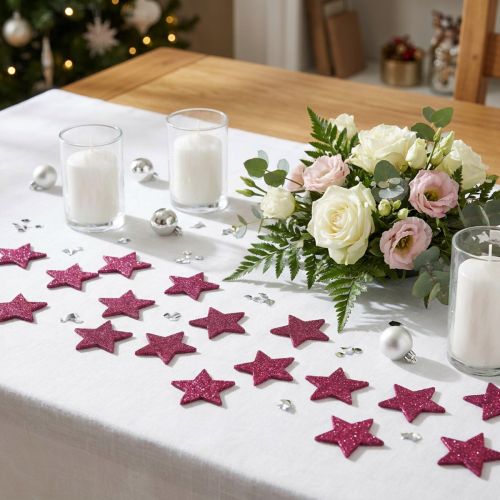Scatter dekoration glitterstjärna 6,5cm rosa 36 st | Floristik24.se