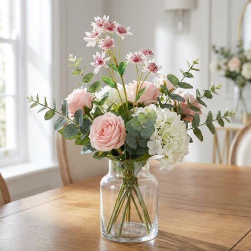 Stor Masterwort Konstgjord Astrania Sidenblomma Vit Rosa L61cm | Floristik24.se