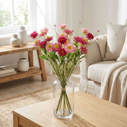 Rhodanthe Rosa-Rosa Sidenblommor Konstgjord Växt Jordgubbsbukett Dekorativa Blommor 46cm | Floristik24.se