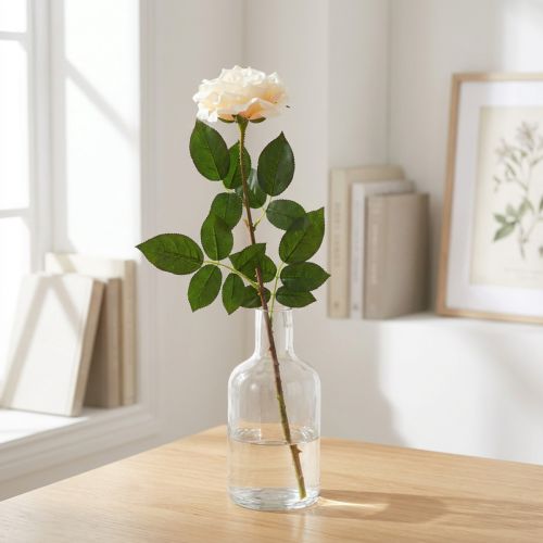 Artikel Krämig vit aprikosros, sidenblomma, konstgjorda rosor L72cm Ø12cm