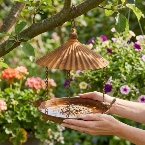 Dekorativt fågelbad, fågelbad, galler dekorativ trädgård Ø23cm H27,5cm | Floristik24.se