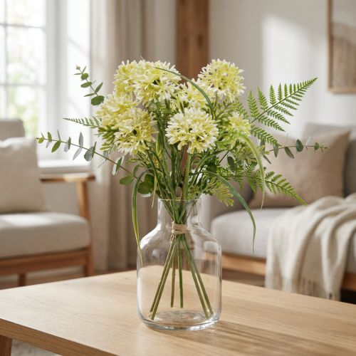 Konstgjorda blommor vit allium dekoration prydnadslökar 34cm 3st i knippe | Floristik24.se