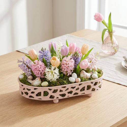 Artikel Dekorationsskål Oval skål med fötter bordsdekoration rosa 30×18cm
