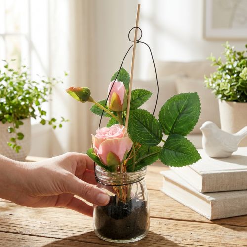 Rose i ett glas Rosa H23cm | Floristik24.se