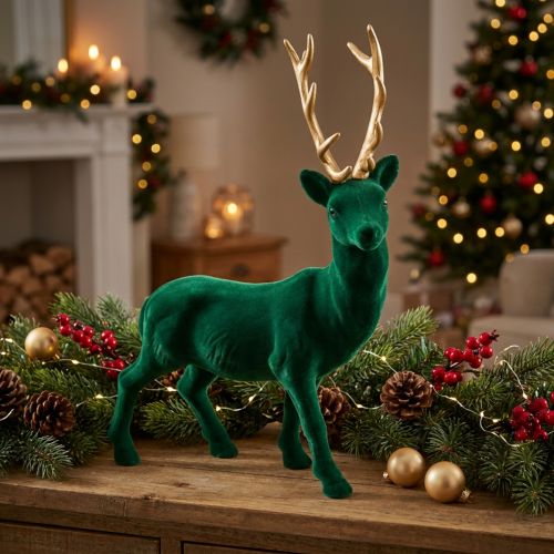 Deco rådjur stående grönguld juldekoration figur 40cm | Floristik24.se