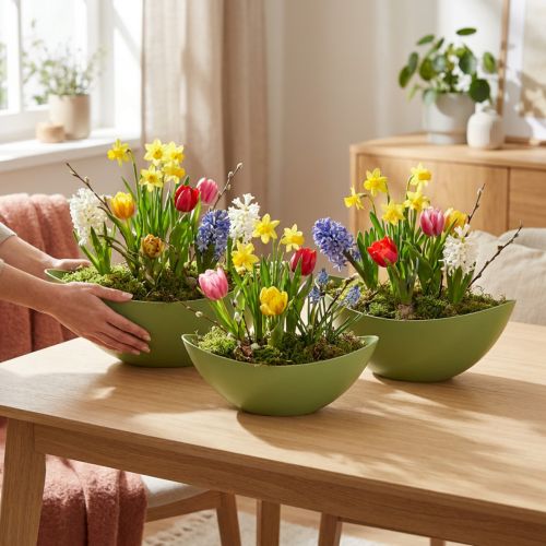 Växtbåt plast dekorationsskål grön 28×9×9cm 3st | Floristik24.se