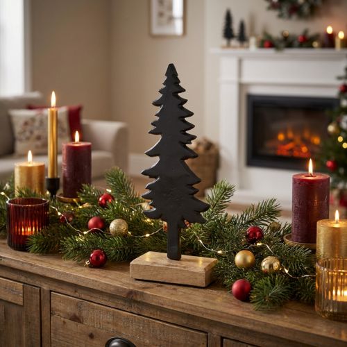 Juldekoration Julgran trä metall bordsdekoration H27cm | Floristik24.se