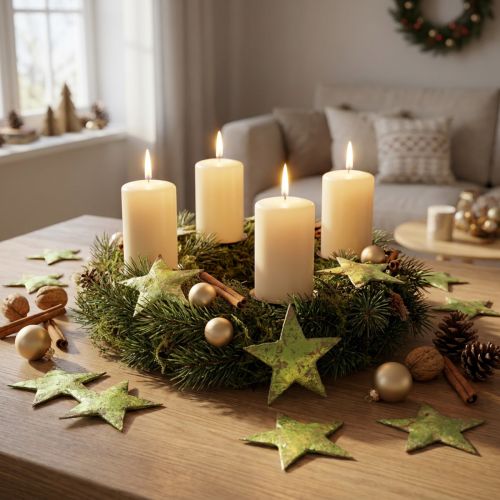 Strödekoration Julstjärnor kokosgrön Ø5cm 50st | Floristik24.se