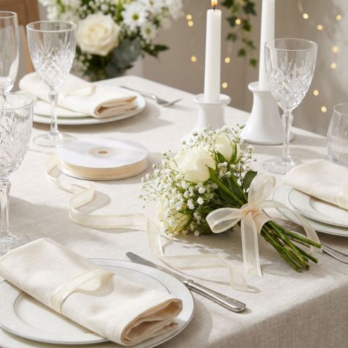 Dekorationsband presentband kräm organza kant 6mm 50m | Floristik24.se