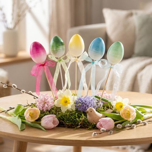 Blomplugg påskägg plastägg färgade 4×5,5cm 10 st | Floristik24.se