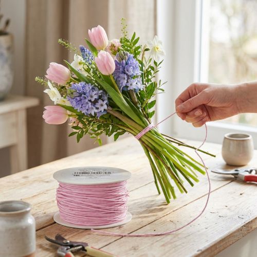 Papperssnöre trådlindat Ø2mm 100m rosa | Floristik24.se