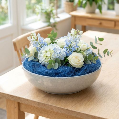 Sisalbomull, blå, naturfibrer, 300 g, presentförpackning, vaddering, dekoration | Floristik24.se