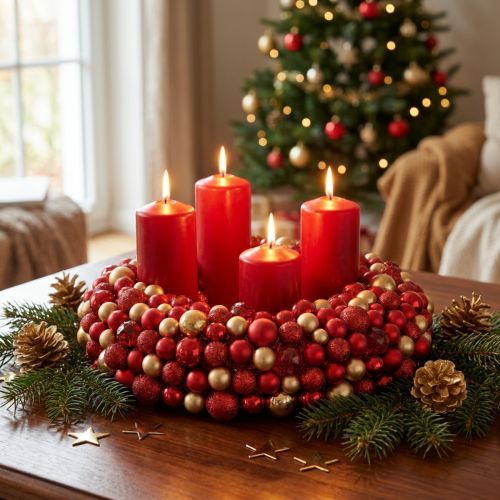 Artikel Adventskrans rödguld bollkrans jul Ø33cm