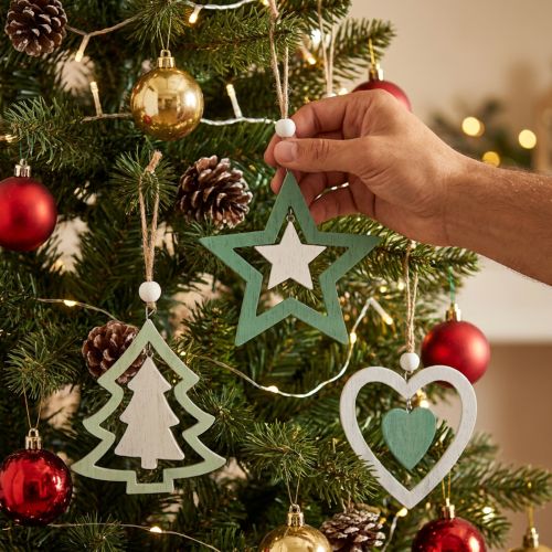Julgransdekorationer blandar grönt, vitt 10cm 9st | Floristik24.se
