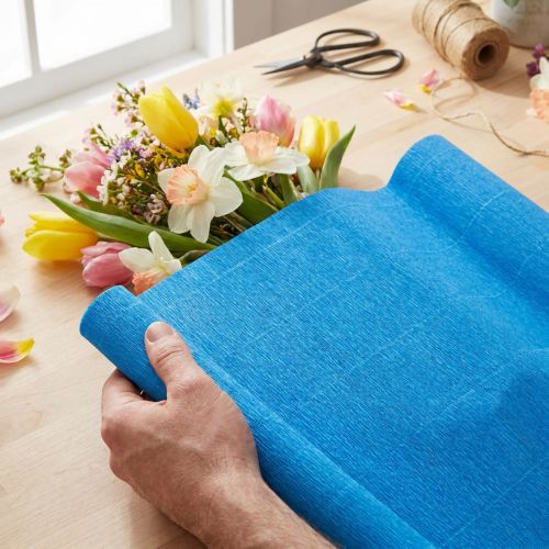 Artikel Blomsterpapper med kräppapper för blomsterhandel blått 50×250 cm 5 stycken