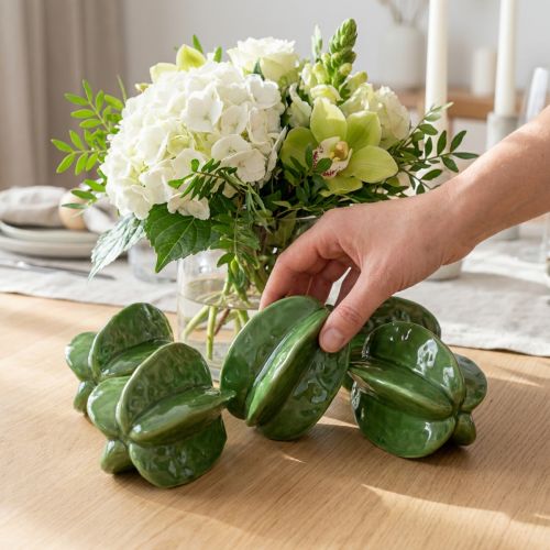 Stjärnfruktkarambola Keramikdekoration 10 cm Grön 3-delat set | Floristik24.se