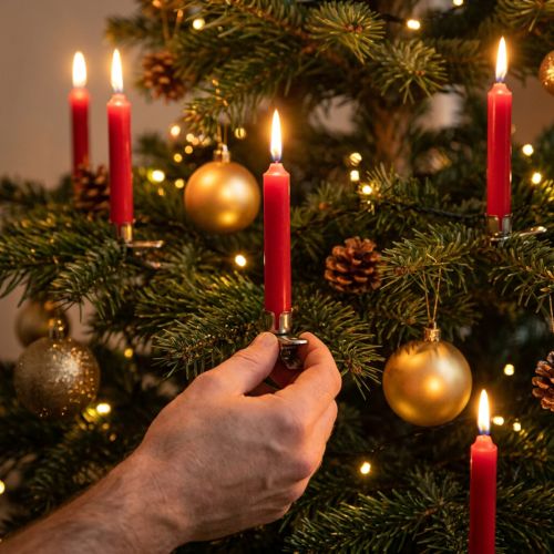Pyramidljus röda trädljus vax Ø14mm H70mm 50st | Floristik24.se