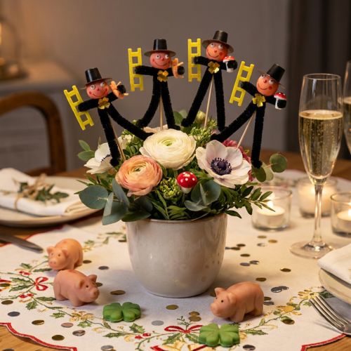 Dekoration med blomsterpåle av skorstensfejare, lyckobringare för nyårsafton, 17 cm, 24 delar | Floristik24.se