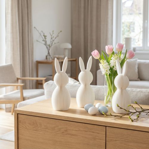 Dekorativ kaninfigur med vikt utseende för modern inredning, vardagsrum eller kontor, 13 cm, 3 delar | Floristik24.se