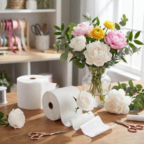 Blomkräpp vit B10cm ytvikt 128g/kvm L250cm 2 st | Floristik24.se