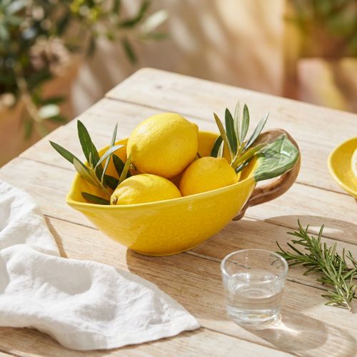 Dekorativ citronskål keramisk citronskål gul 17×8cm | Floristik24.se
