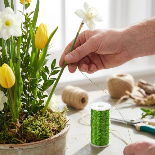 Bouillon-effekt tråddekoration Ø0,30 mm 100 g 140 m äppelgrön blomstertråd hobbytråd | Floristik24.se