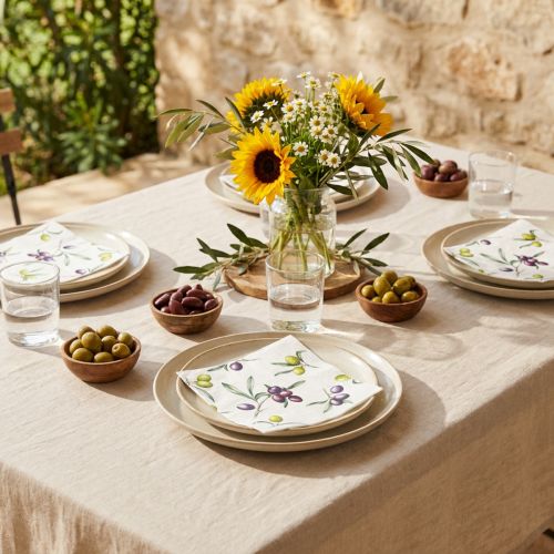 Servetter med oliver sommarbordsdekoration 33x33cm 20 st | Floristik24.se