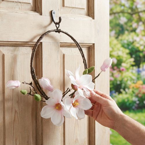 Dekorativ ring konstgjord magnolia vårdekoration för upphängning Ø24cm | Floristik24.se
