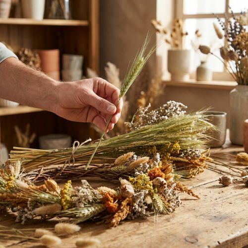 DIY-set med torkade blommor, naturlig dekoration för torkade buketter och kransar, 60 cm – hållbar dekoration för ett lantligt hus | Floristik24.se