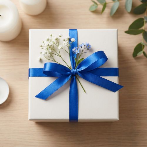 Presentband blått satinband dubbelt satinband 3mm 50m | Floristik24.se