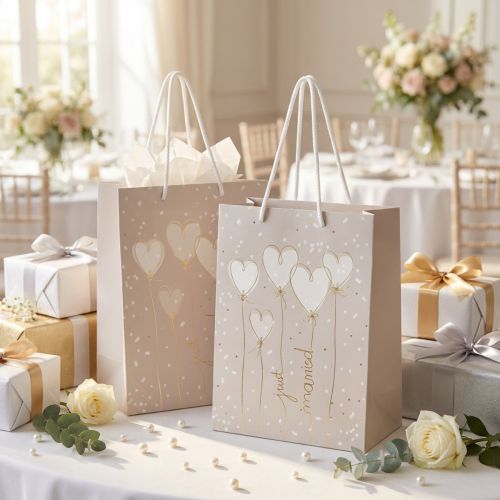 Artikel Presentpåse “just gift” presentpåse med handtag beige 18×10×23cm 2st