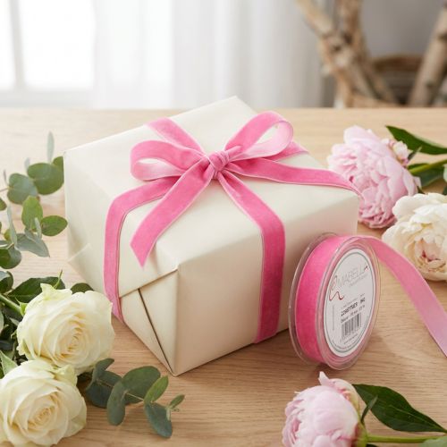 Artikel Sammetsband dekorativt band presentband sammet rosa 10mm 20m