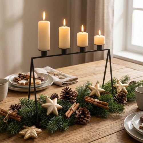 Ljusstake Svart Ljusstake adventskrans L38cm H31cm | Floristik24.se