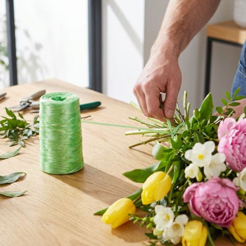 Artikel Bindande raffia grön ljusgrön konstgjord raffia blommig raffia B5mm L800m