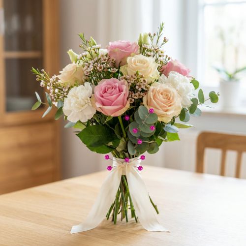 Pärlhuvudstift Rosa Ø10mm 60mm | Floristik24.se