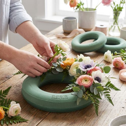 Artikel Blommig skumring grön Ø25cm 4 stycken kransarrangemang
