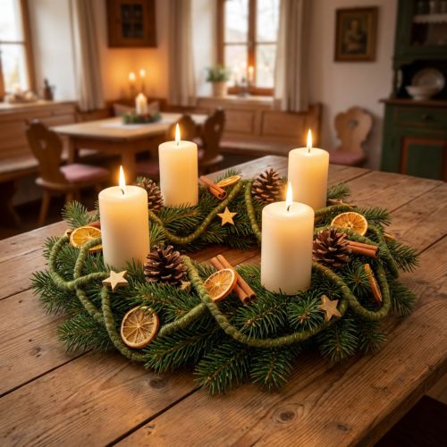 Grönt ullsnöre med guldtråd, 5m x 5mm med ståltråd, för dekoration och pyssel | Floristik24.se