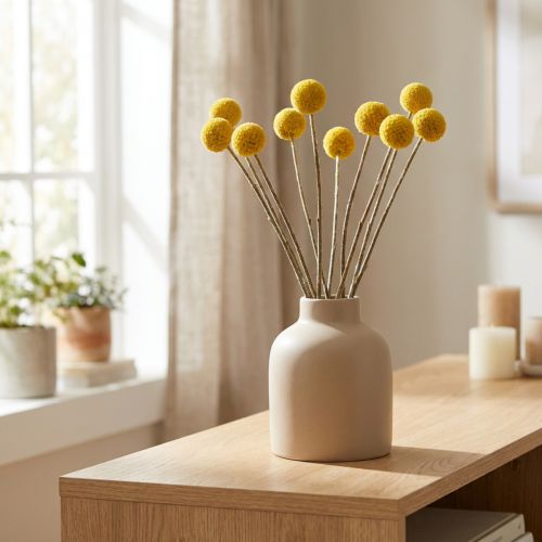 Craspedia torkade blommor, gula, 70 cm, dekorativa, 10 stycken | Floristik24.se