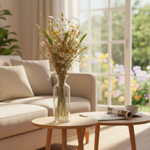 Artikel Torkad blombukett, elegant torkad blombukett för vardagsrum, 50 cm