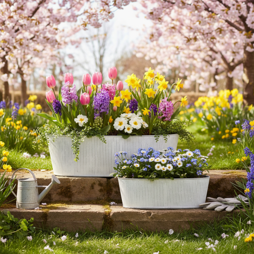 Artikel Oval metallskål i vitt och silver, 32,5 cm/37 cm, set om 2.