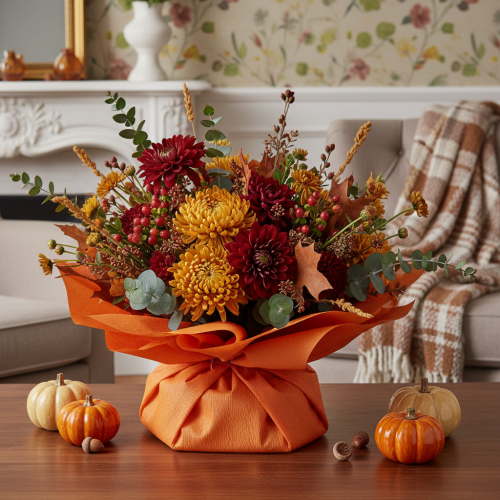 Artikel Blomsterpapper, orange rulle, 50x250 cm