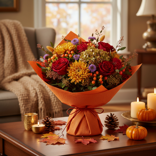 Artikel Blomsterpapper, orange rulle, 50x250 cm
