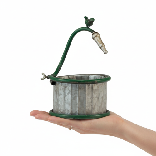 Artikel Metallplanter, regntunna, fågeldesign, balkongdekoration, Ø15,5 cm