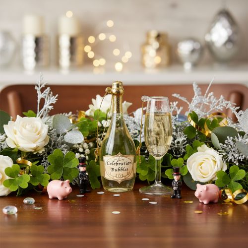 Set med hängen i form av champagneflaska och champagneglas, julgransdekoration, 14 cm, 2 delar | Floristik24.se