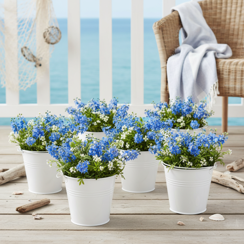 Vita plåthinkar Ø14cm H12cm 6 st | Floristik24.se