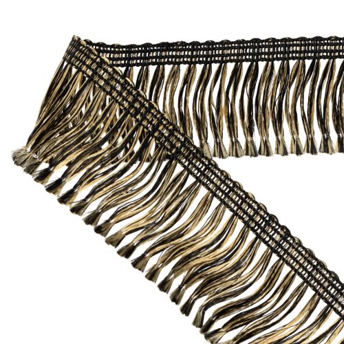 Artikel Svart och guldfransad kant 4 cm x 25 m - Perfekt för kransdekoration, sorgband och vintageaccessoarer