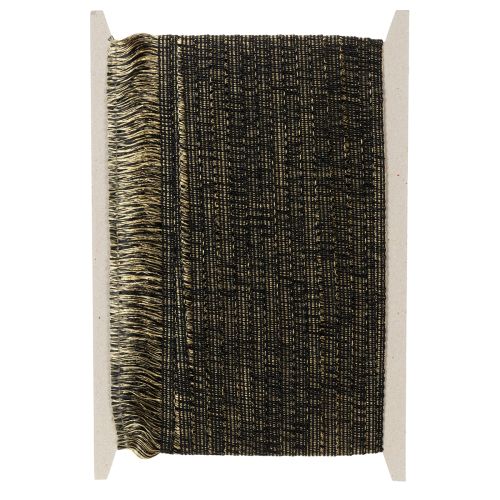 Svart och guldfransad kant 4 cm x 25 m - Perfekt för kransdekoration, sorgband och vintageaccessoarer | Floristik24.se